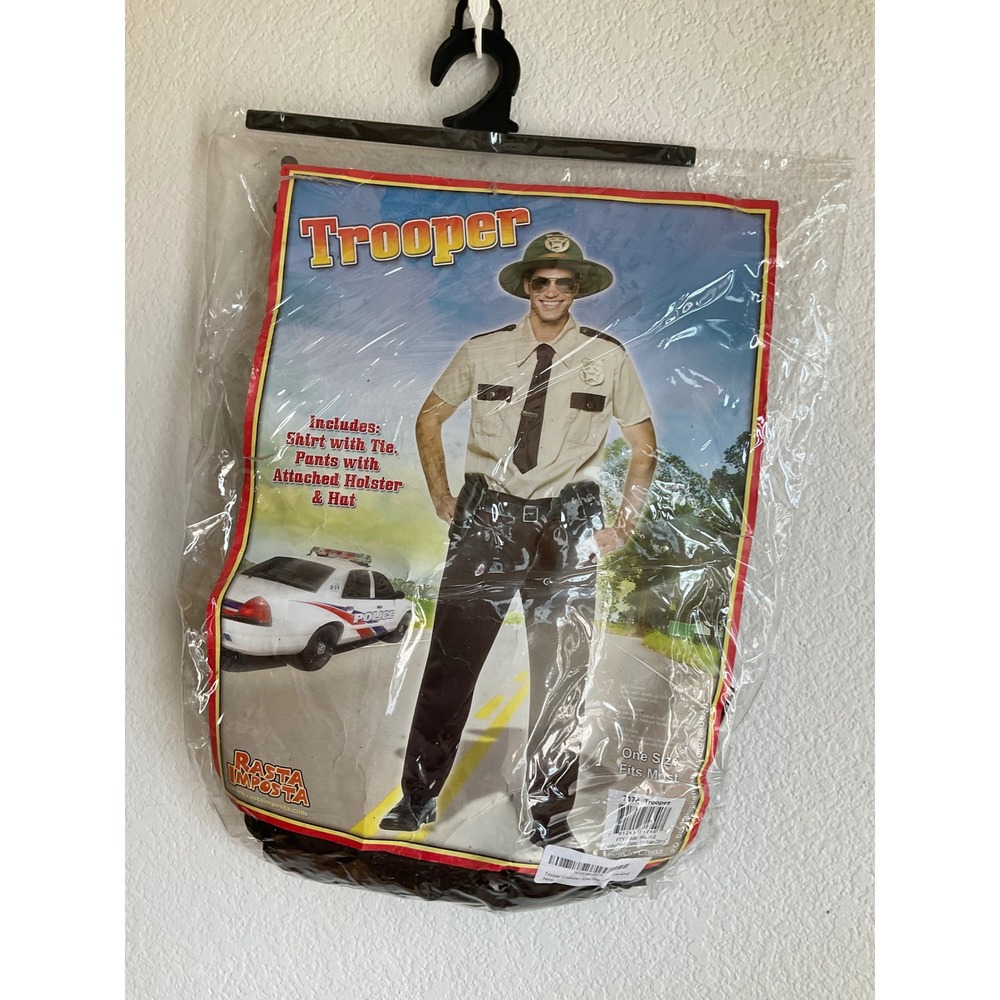Rasta Imposta Mens Trooper Costume Set Tan Shirt Pants Hat One Size 7174 NEW